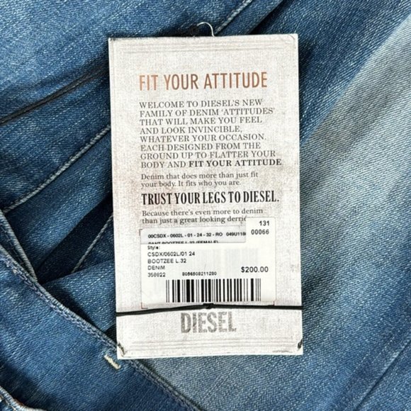 Diesel Blue Bootzee Bootcut Leg/Regular Waist Size 24 NWT - Picture 13 of 13
